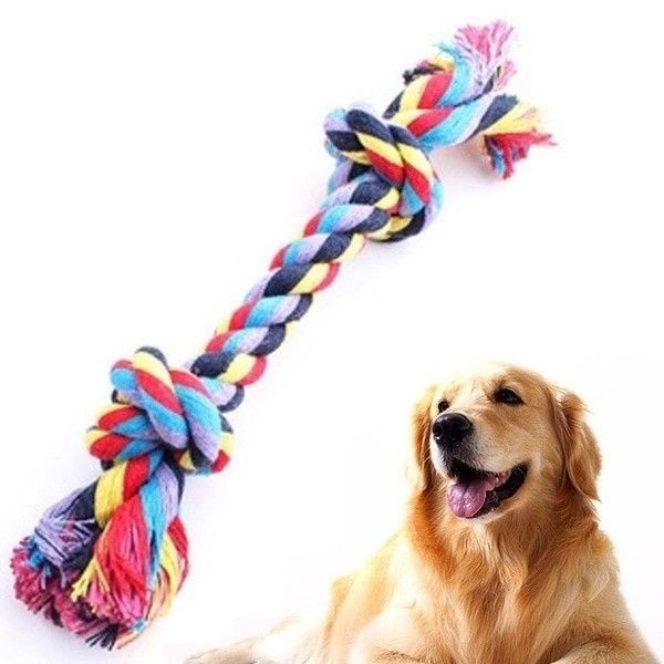 Colorful Double Knot Toy for Small Large Dogs Cats Dog Trainging Durable Chew Toys Puppy Braided Cotton Rope Molar Pet Supplies