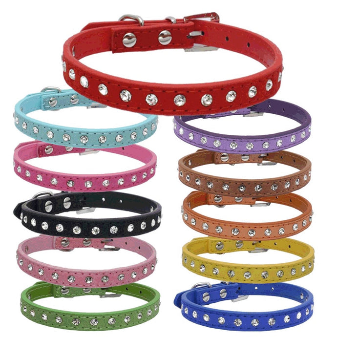 Dog Collar leather Crystal hot bling Rhinestone pu Puppy Cat Collars Necklace Harnesses personality collares para perritos