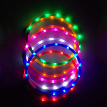 Load image into Gallery viewer, USB Rechargeable Flashing Night Dog Collars Luminous Pet Collar LED Light USB Dog Collar Glowing Teddy Flash Collar Pet