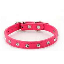 Load image into Gallery viewer, Dog Collar leather Crystal hot bling Rhinestone pu Puppy Cat Collars Necklace Harnesses personality collares para perritos
