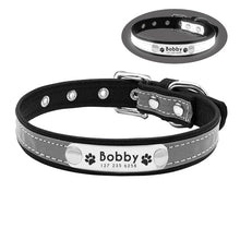 Load image into Gallery viewer, AiruiDog Personalized Dog Collar Reflective Leather ID Name Custom Engraved Puppy XS-L