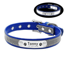 Load image into Gallery viewer, AiruiDog Personalized Dog Collar Reflective Leather ID Name Custom Engraved Puppy XS-L