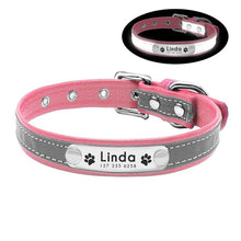 Load image into Gallery viewer, AiruiDog Personalized Dog Collar Reflective Leather ID Name Custom Engraved Puppy XS-L