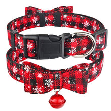 Load image into Gallery viewer, Christmas Dog Collar &amp; Bell Fabric Female Male Puppy Pet Bow Tie Adjustable XS-L