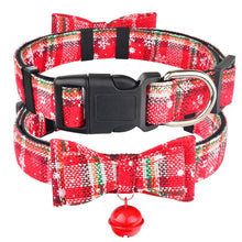 Load image into Gallery viewer, Christmas Dog Collar &amp; Bell Fabric Female Male Puppy Pet Bow Tie Adjustable XS-L