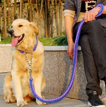 Load image into Gallery viewer, Double Strand Rope Large Dog Leashes Metal P Chain Buckle National Color Pet Traction Rope Collar Set For Big Dogs 1.2m Length