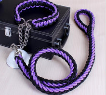 Load image into Gallery viewer, Double Strand Rope Large Dog Leashes Metal P Chain Buckle National Color Pet Traction Rope Collar Set For Big Dogs 1.2m Length