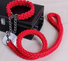 Load image into Gallery viewer, Double Strand Rope Large Dog Leashes Metal P Chain Buckle National Color Pet Traction Rope Collar Set For Big Dogs 1.2m Length