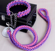 Load image into Gallery viewer, Double Strand Rope Large Dog Leashes Metal P Chain Buckle National Color Pet Traction Rope Collar Set For Big Dogs 1.2m Length