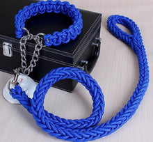 Load image into Gallery viewer, Double Strand Rope Large Dog Leashes Metal P Chain Buckle National Color Pet Traction Rope Collar Set For Big Dogs 1.2m Length