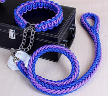 Load image into Gallery viewer, Double Strand Rope Large Dog Leashes Metal P Chain Buckle National Color Pet Traction Rope Collar Set For Big Dogs 1.2m Length