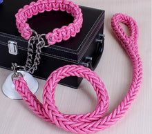 Load image into Gallery viewer, Double Strand Rope Large Dog Leashes Metal P Chain Buckle National Color Pet Traction Rope Collar Set For Big Dogs 1.2m Length