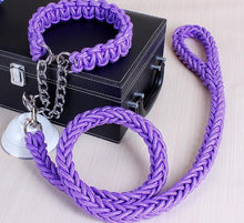 Load image into Gallery viewer, Double Strand Rope Large Dog Leashes Metal P Chain Buckle National Color Pet Traction Rope Collar Set For Big Dogs 1.2m Length