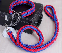 Load image into Gallery viewer, Double Strand Rope Large Dog Leashes Metal P Chain Buckle National Color Pet Traction Rope Collar Set For Big Dogs 1.2m Length