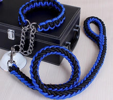 Load image into Gallery viewer, Double Strand Rope Large Dog Leashes Metal P Chain Buckle National Color Pet Traction Rope Collar Set For Big Dogs 1.2m Length