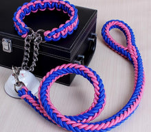 Load image into Gallery viewer, Double Strand Rope Large Dog Leashes Metal P Chain Buckle National Color Pet Traction Rope Collar Set For Big Dogs 1.2m Length