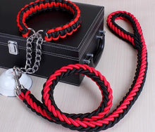 Load image into Gallery viewer, Double Strand Rope Large Dog Leashes Metal P Chain Buckle National Color Pet Traction Rope Collar Set For Big Dogs 1.2m Length
