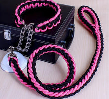 Load image into Gallery viewer, Double Strand Rope Large Dog Leashes Metal P Chain Buckle National Color Pet Traction Rope Collar Set For Big Dogs 1.2m Length
