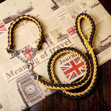 Load image into Gallery viewer, Double Strand Rope Large Dog Leashes Metal P Chain Buckle National Color Pet Traction Rope Collar Set For Big Dogs 1.2m Length